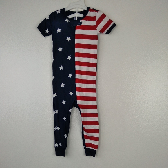The Children's Place 12-18M One Piece Pajamas Red White Blue Stripes Stars Baby - Picture 1 of 10